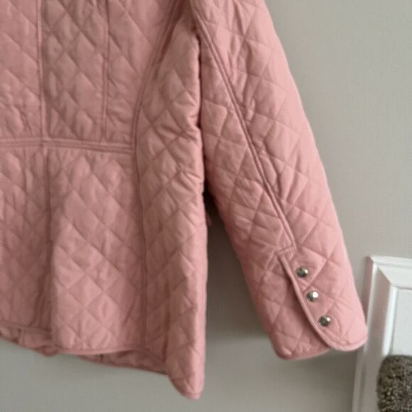 New Chicos Quilted Barn Jacket Sz 2 L Pink Chore Country Heritage Preppy - Picture 10 of 16
